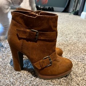 Brown heeled booties